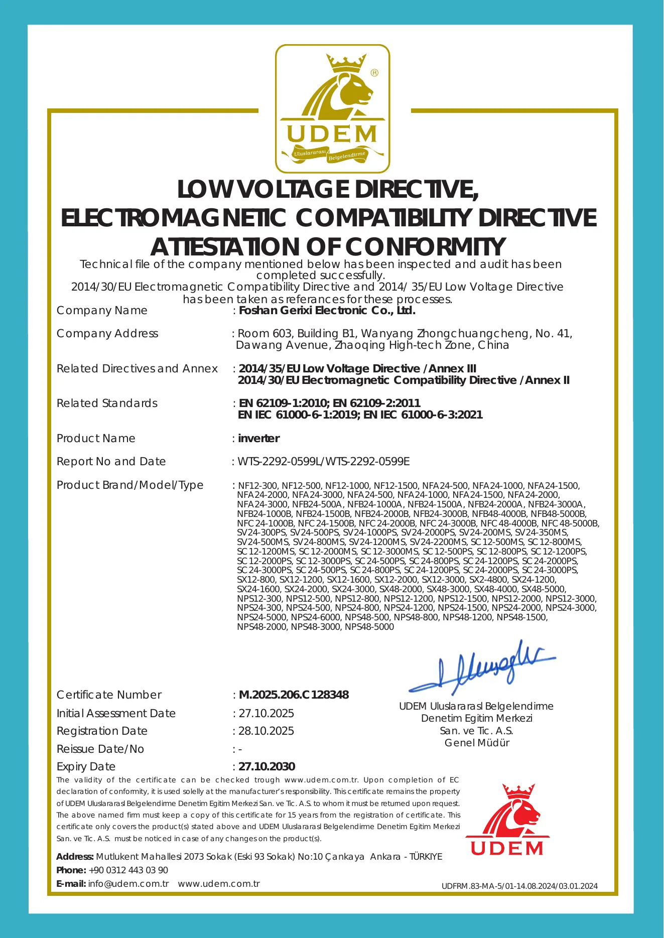 CE conformity document