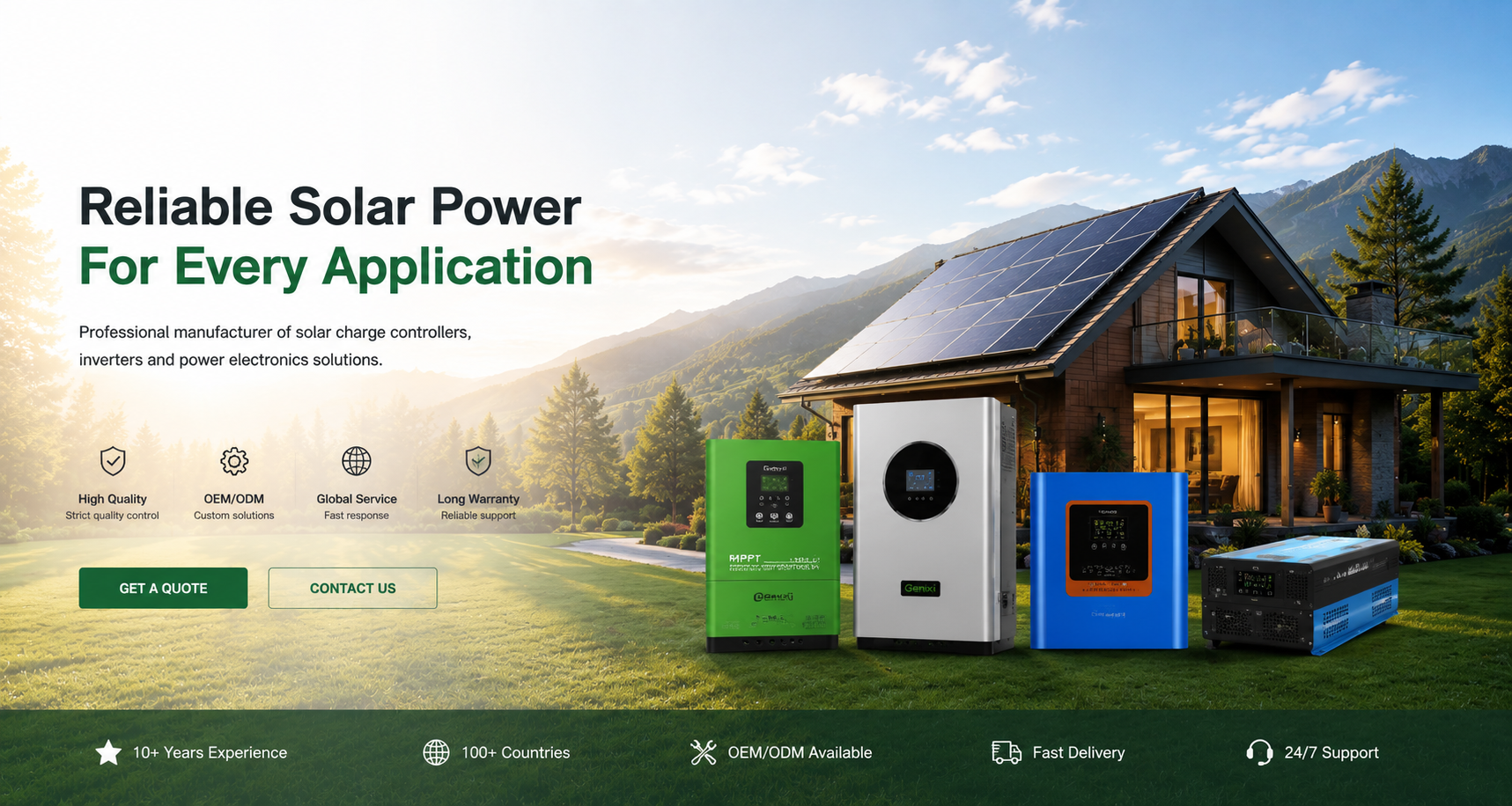 Gerixi solar charge controllers and power inverters for residential solar power applications